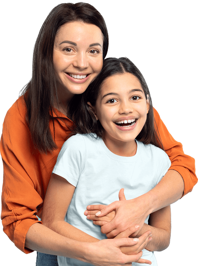 woman and her daughter smiling